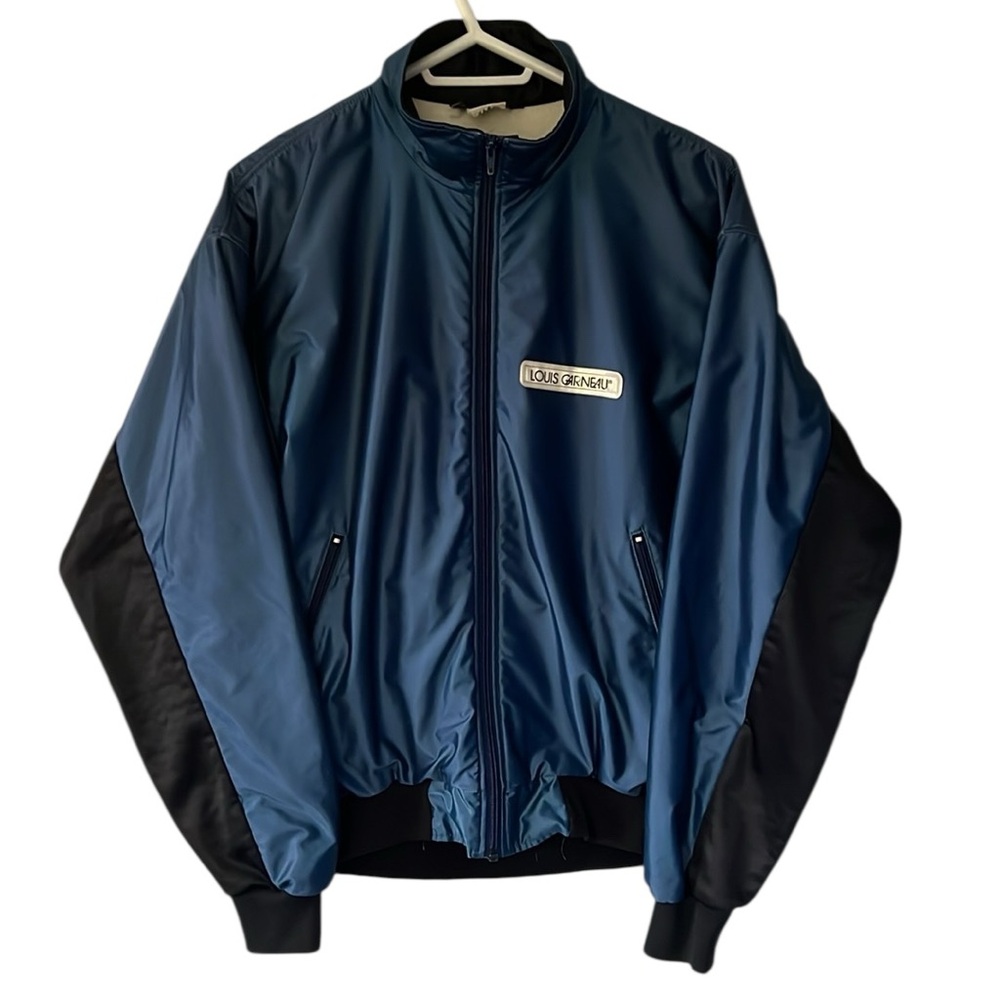 Vintage Louis Garneau LG Bomber Style Cycling Jacket Navy Satin Look Men’s Large